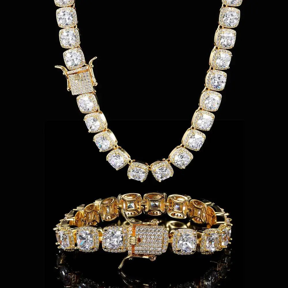 Hip Hop Square Zirconia Inlaid Chain Vrafi Jewelry