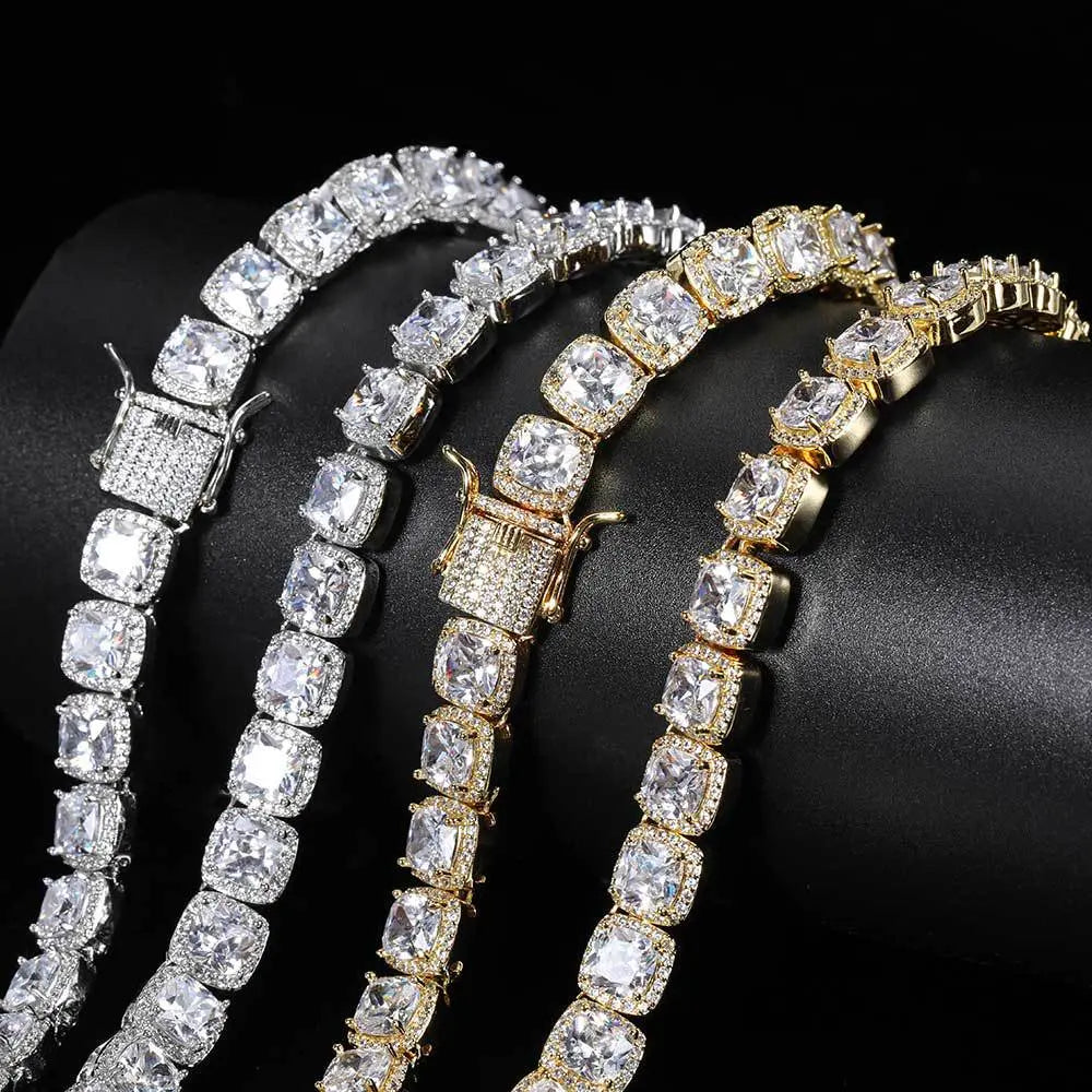 Hip Hop Square Zirconia Inlaid Chain-Silver VRAFI