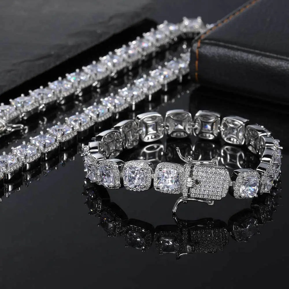 Hip Hop Square Zirconia Inlaid Chain-Silver VRAFI