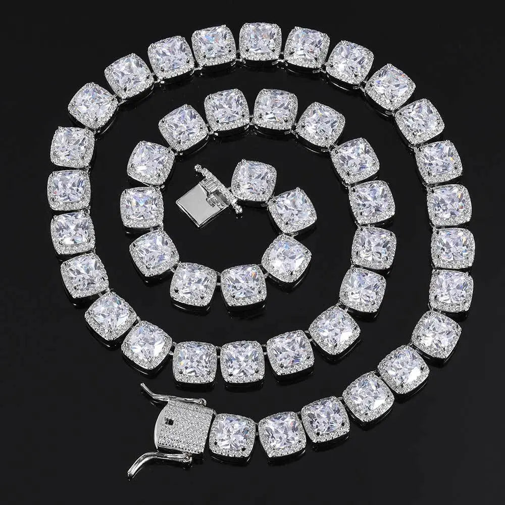 Hip Hop Square Zirconia Inlaid Chain-Silver VRAFI