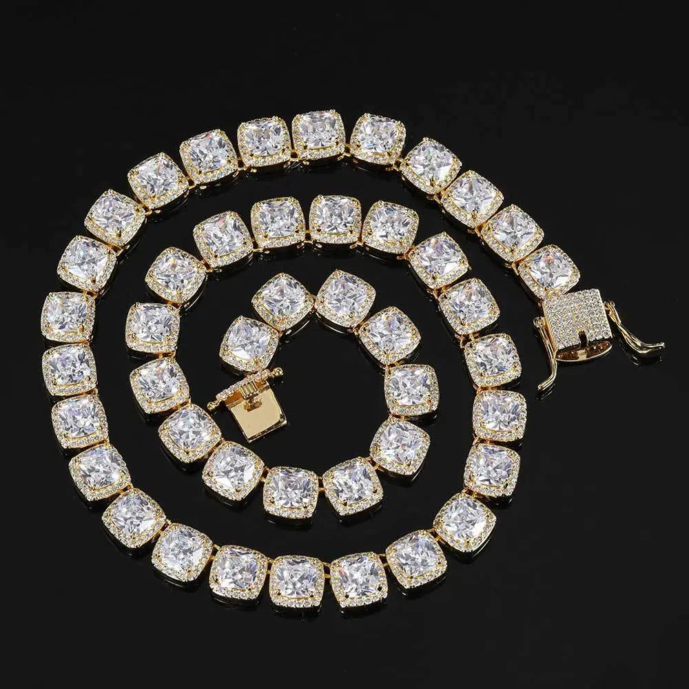 Hip Hop Square Zirconia Inlaid Chain-Silver VRAFI
