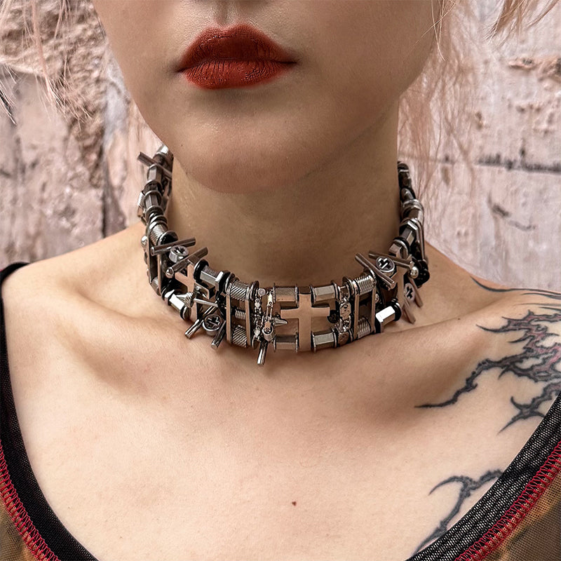Industrial Parts Beaded Wide Clavicle Chain