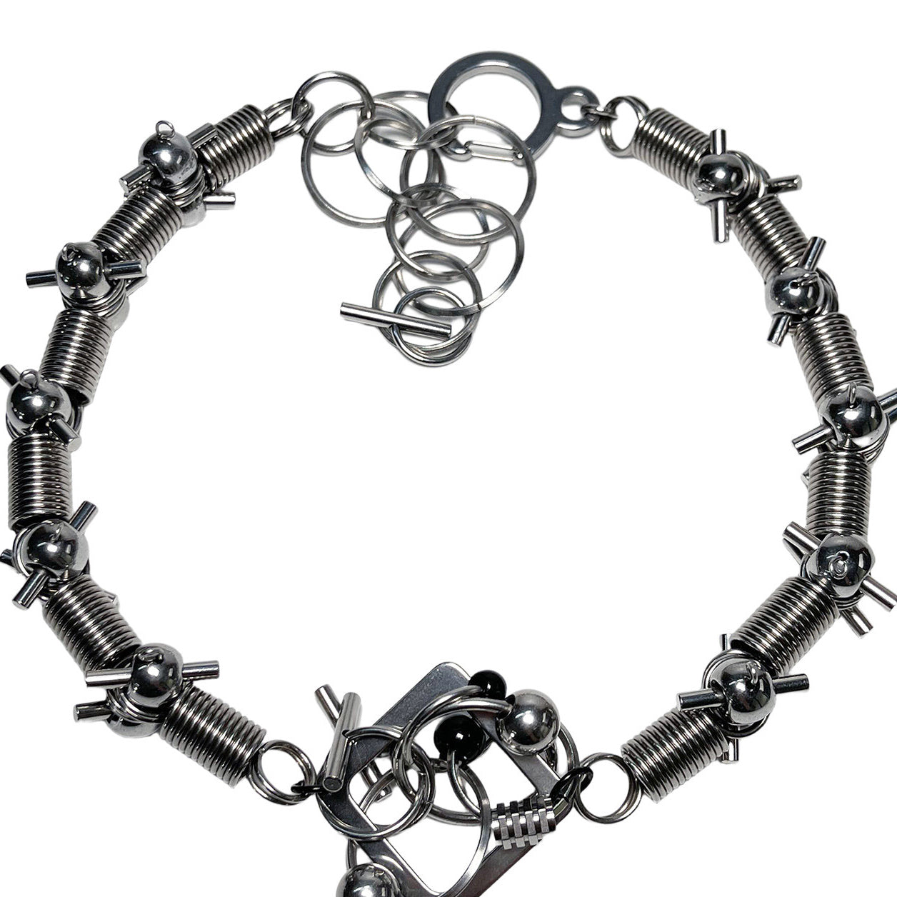 Industrial Spring Silver-Tone Clavicle Chain