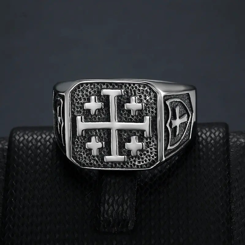 Jerusalem Cross Stainless Steel Ring VRAFI