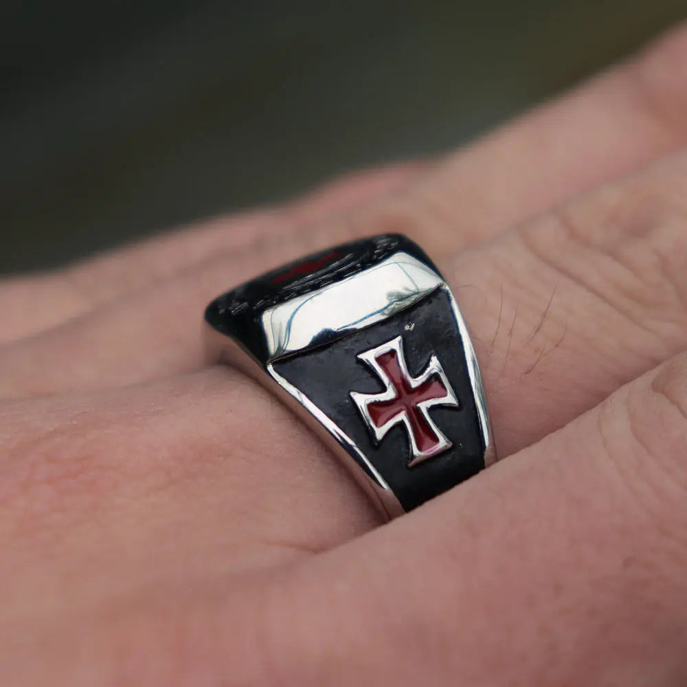 Knights Templar Cross Stainless Steel Ring - Vrafi Jewelry
