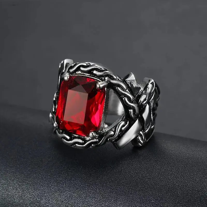 Knotted Stainless Steel Gemstone Ring - Vrafi Jewelry