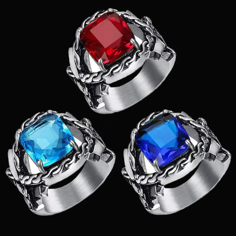 Knotted Stainless Steel Gemstone Ring - Vrafi Jewelry