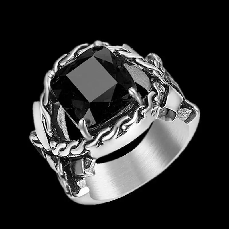 Knotted Stainless Steel Gemstone Ring - Vrafi Jewelry