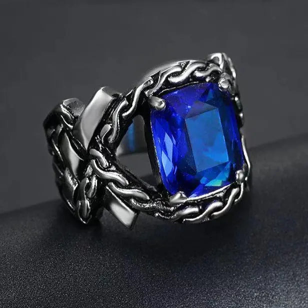 Knotted Stainless Steel Gemstone Ring - Vrafi Jewelry