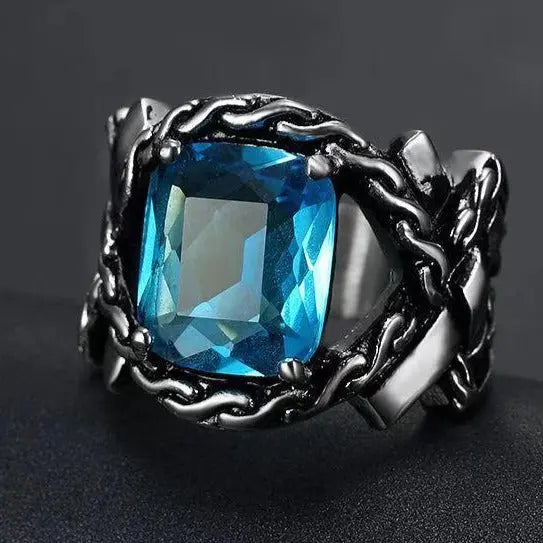 Knotted Stainless Steel Gemstone Ring - Vrafi Jewelry