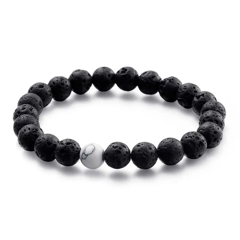 Lava Stone Round Bead Stretchable Bracelet VRAFI
