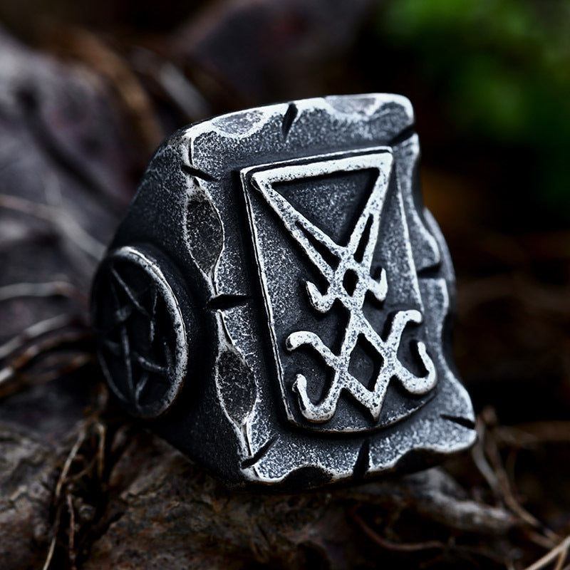 Lucifer Satan Stainless Steel Ring-Vrafi Jewelry
