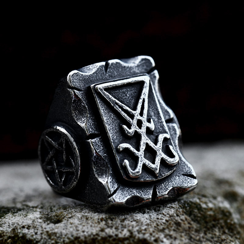 Lucifer Satan Stainless Steel Ring-Vrafi Jewelry