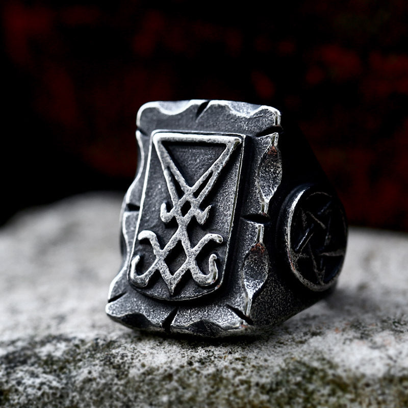 Lucifer Satan Stainless Steel Ring-Vrafi Jewelry