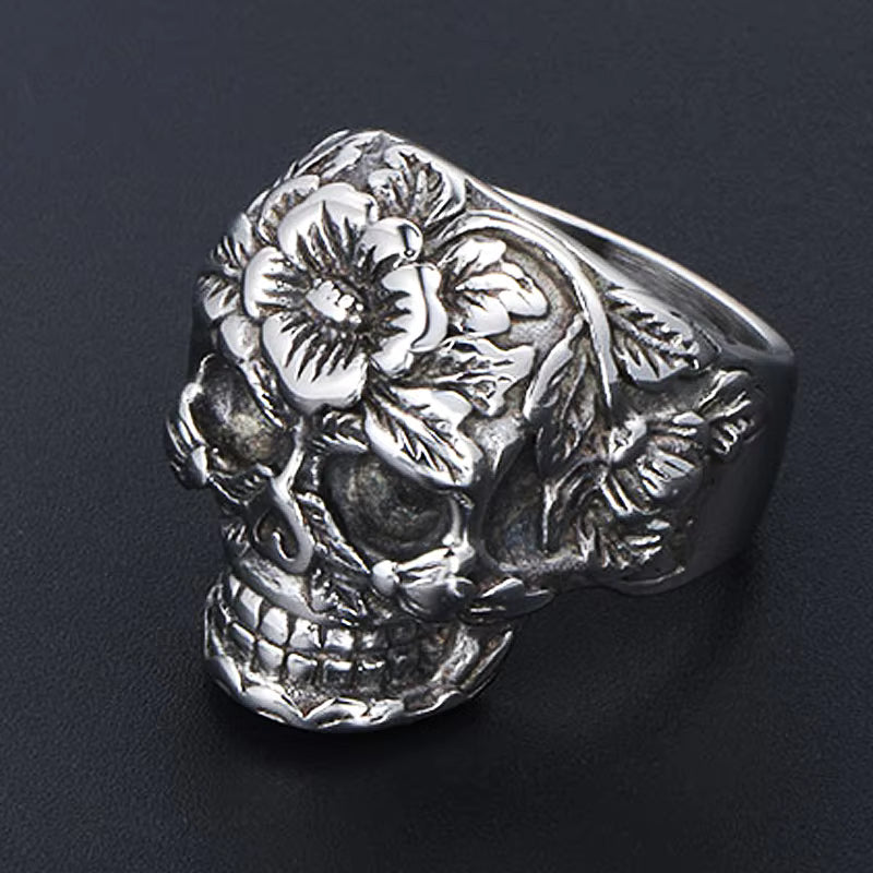 Textura De Flor Con Anillo De Acero Inoxidable Esmaltado