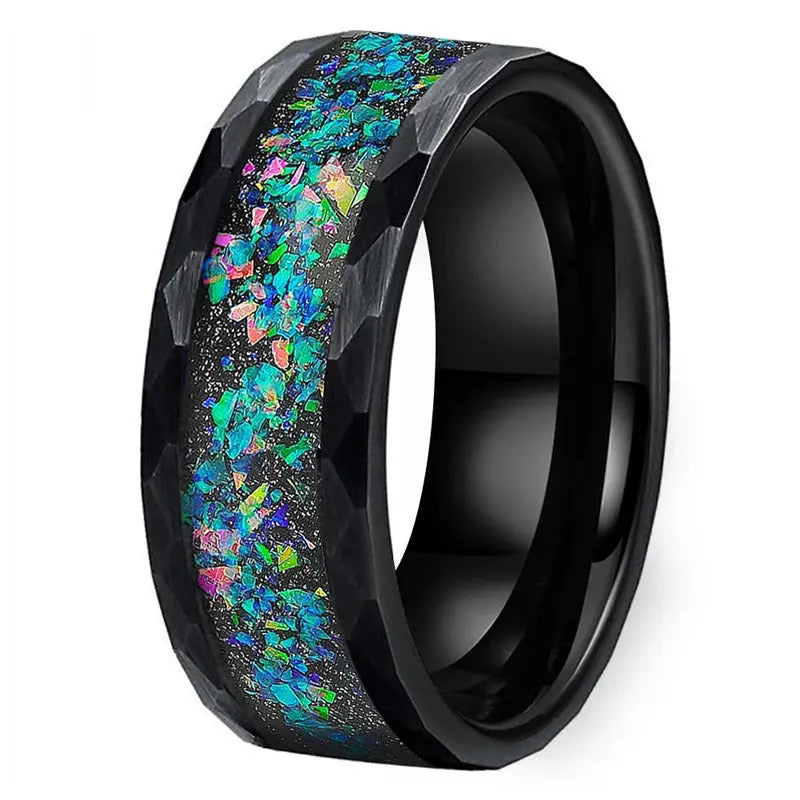 Matte Tungsten Opal Ring - Vrafi Jewelry