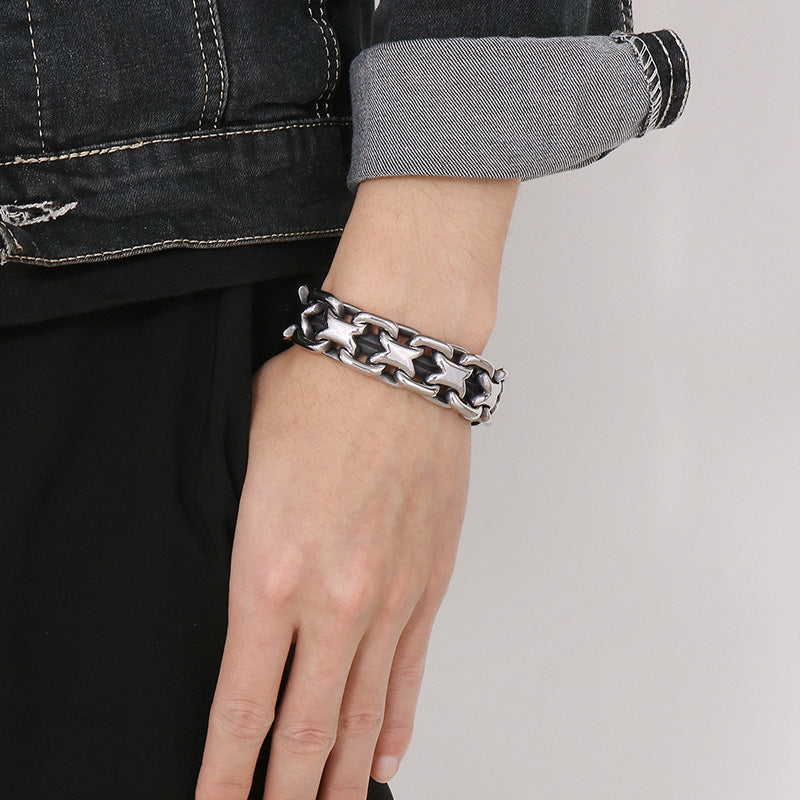 Bracciale in acciaio inossidabile con maglie bizantine