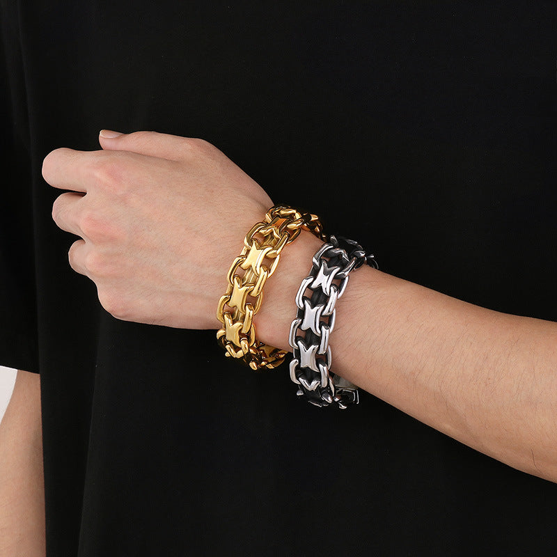 Bracciale in acciaio inossidabile con maglie bizantine