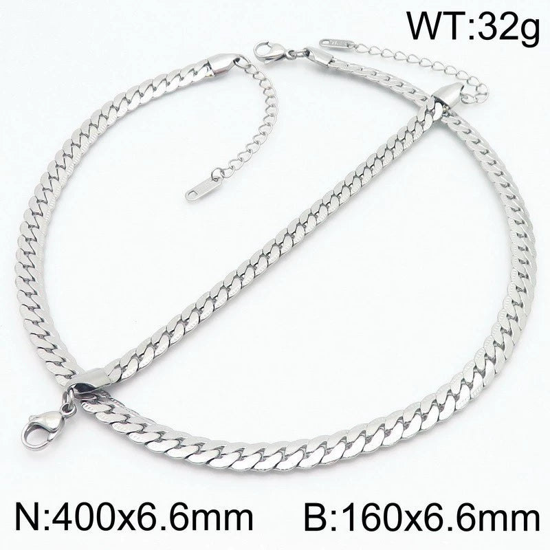 Minimalist Geometric Engraved Cuban Chain Necklace