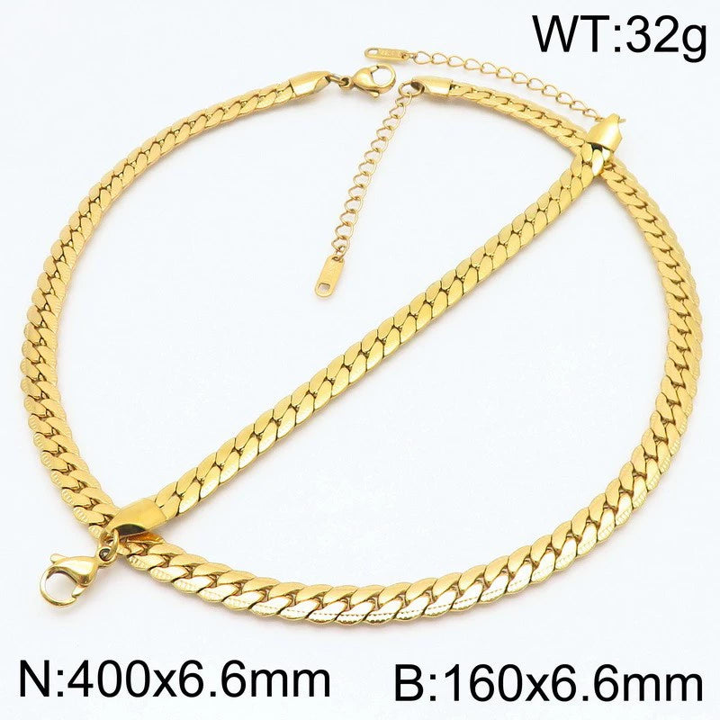 Minimalist Geometric Engraved Cuban Chain Necklace