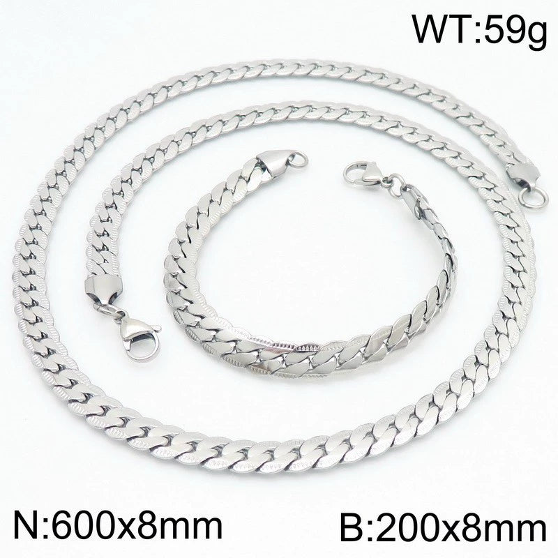 Minimalist Geometric Engraved Cuban Chain Necklace