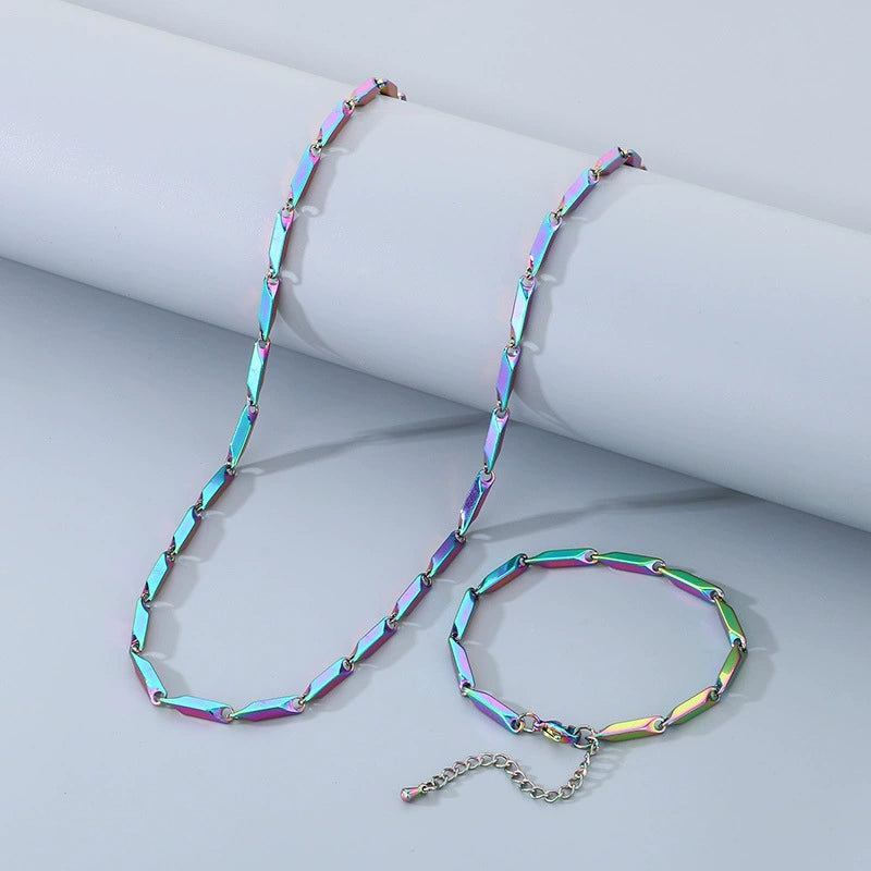 Alabaster-Edelstahl-Perlenarmband