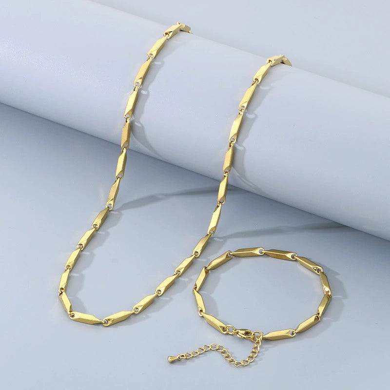 Alabaster-Edelstahl-Perlenarmband