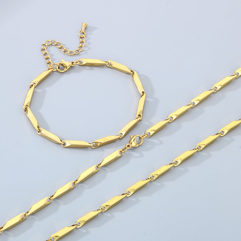 Alabaster-Edelstahl-Perlenarmband