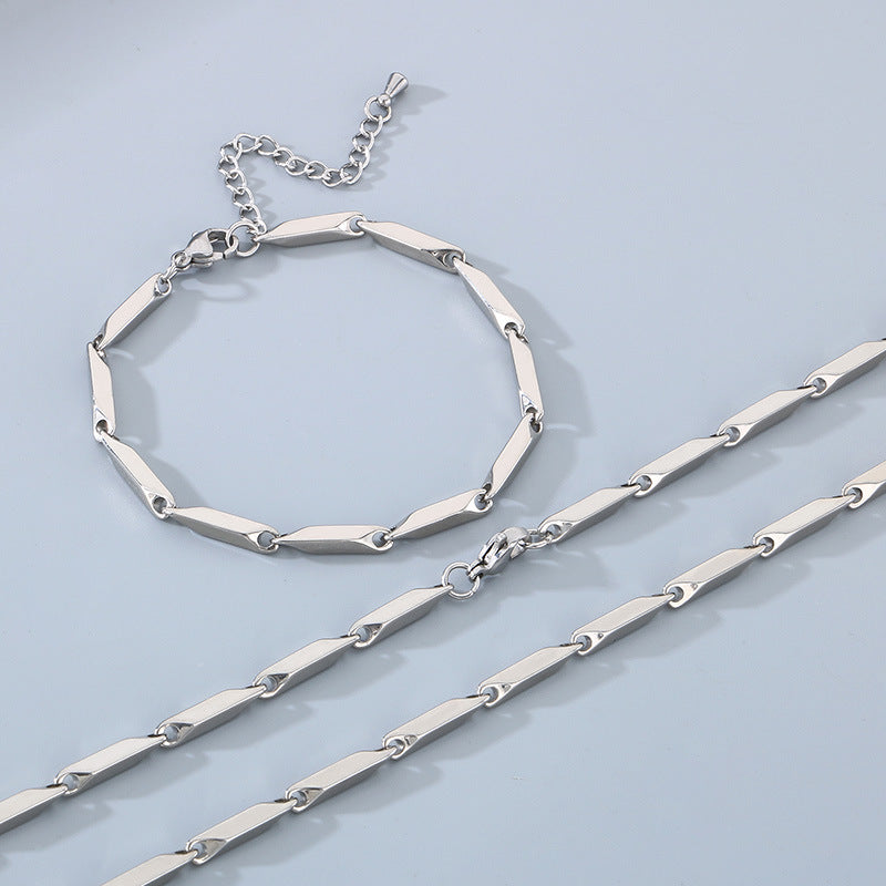 Alabaster-Edelstahl-Perlenarmband