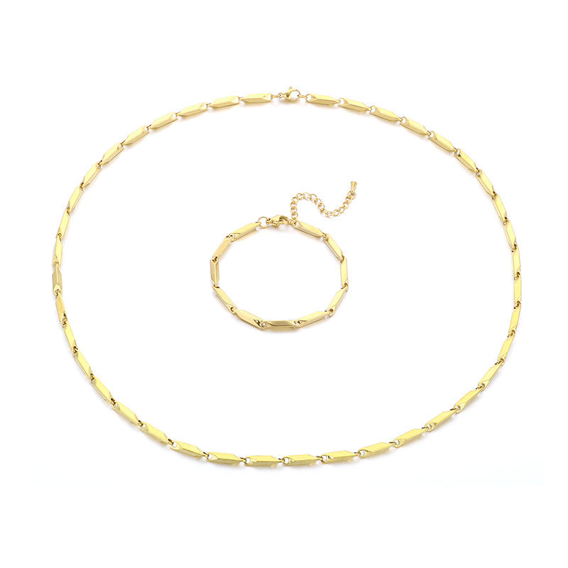 Alabaster-Edelstahl-Perlenarmband