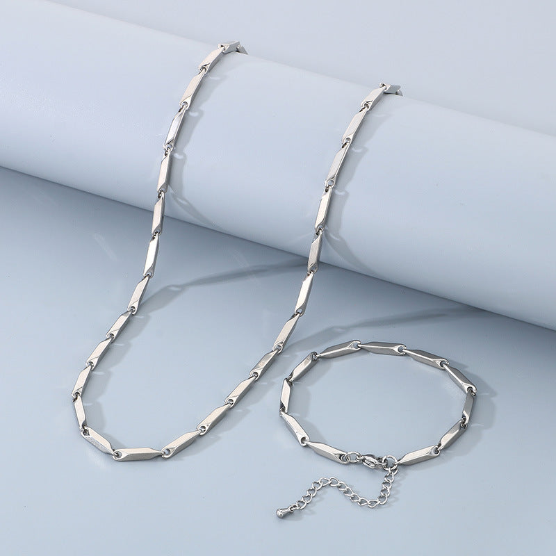 Alabaster-Edelstahl-Perlenarmband