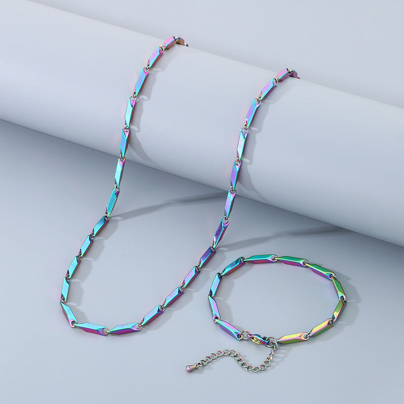 Alabaster-Edelstahl-Perlenarmband