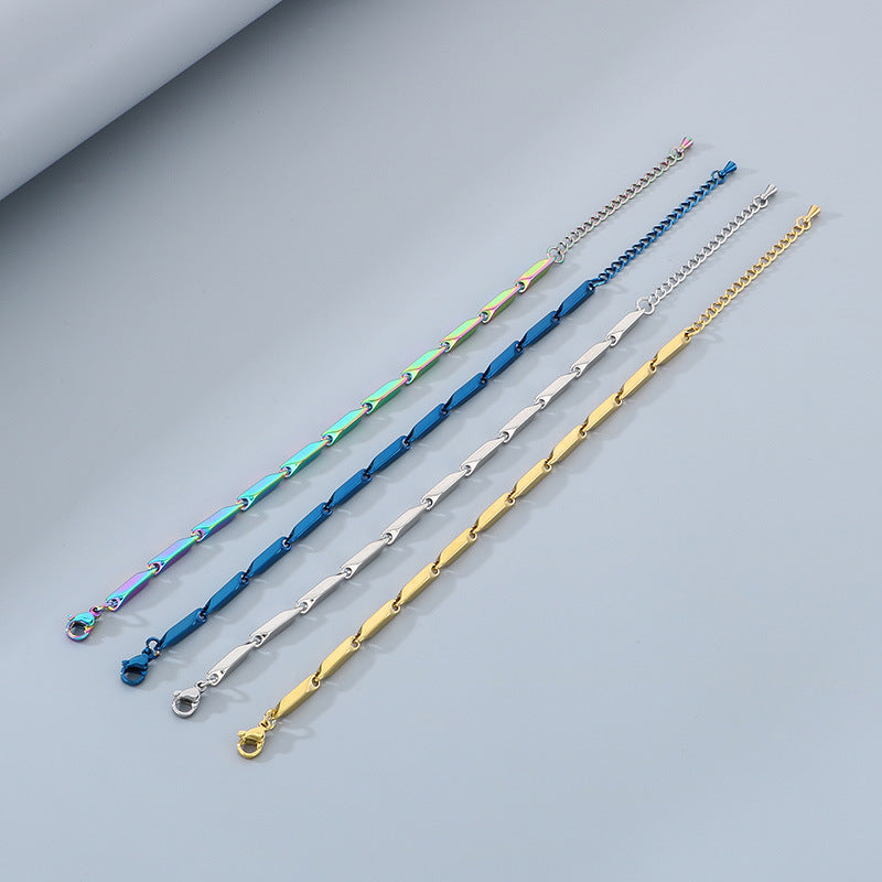 Alabaster-Edelstahl-Perlenarmband