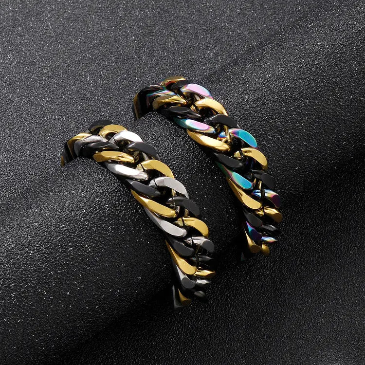 Mixed Color Curb Link Stainless Steel Bracelet VRAFI