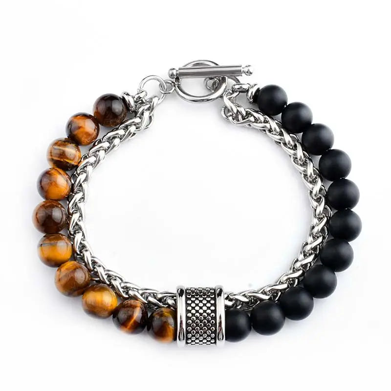 Mixed Natural Stone Bead Wheat Chain Bracelet VRAFI