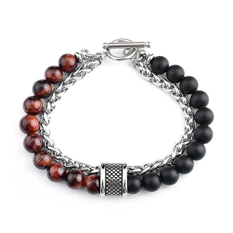 Mixed Natural Stone Bead Wheat Chain Bracelet VRAFI