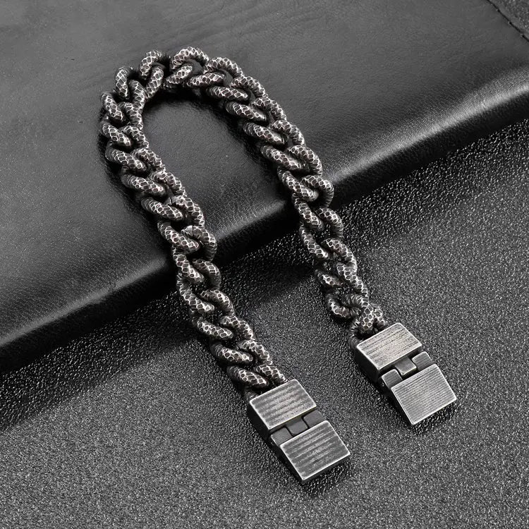 Mottled Cuban Link Stainless Steel Bracelet VRAFI