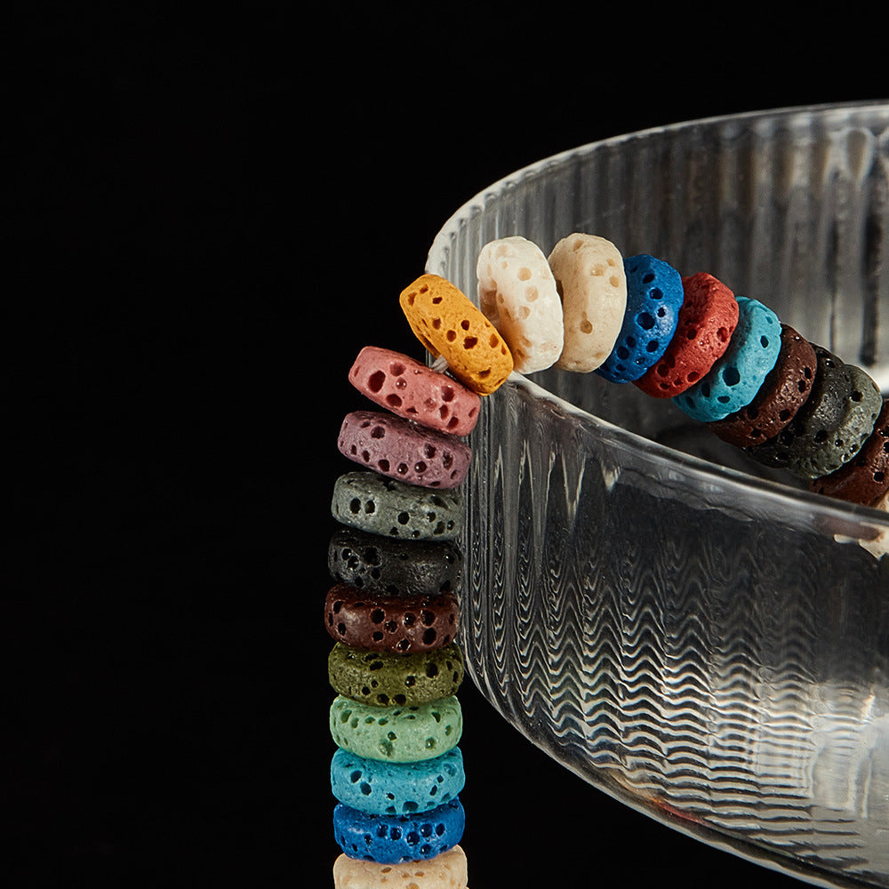 Bracciale con perline in acciaio inossidabile alabastro