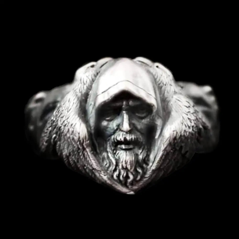 Mythology Odin Raven Wolf Stainless Steel Ring - Vrafi Jewelry