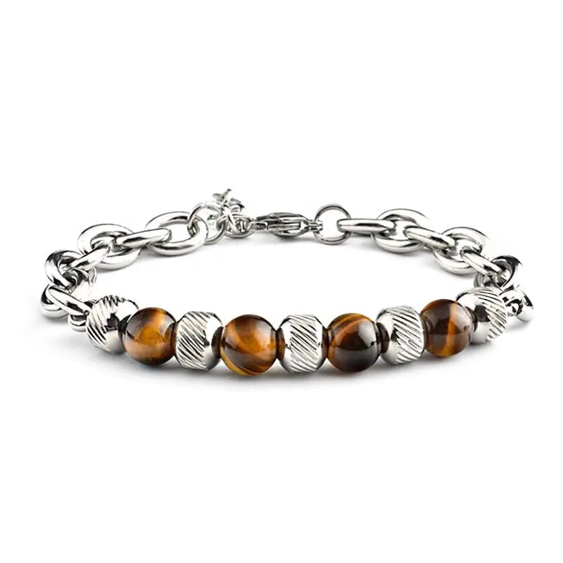 Natural Stone Bead Cable Chain Bracelet VRAFI