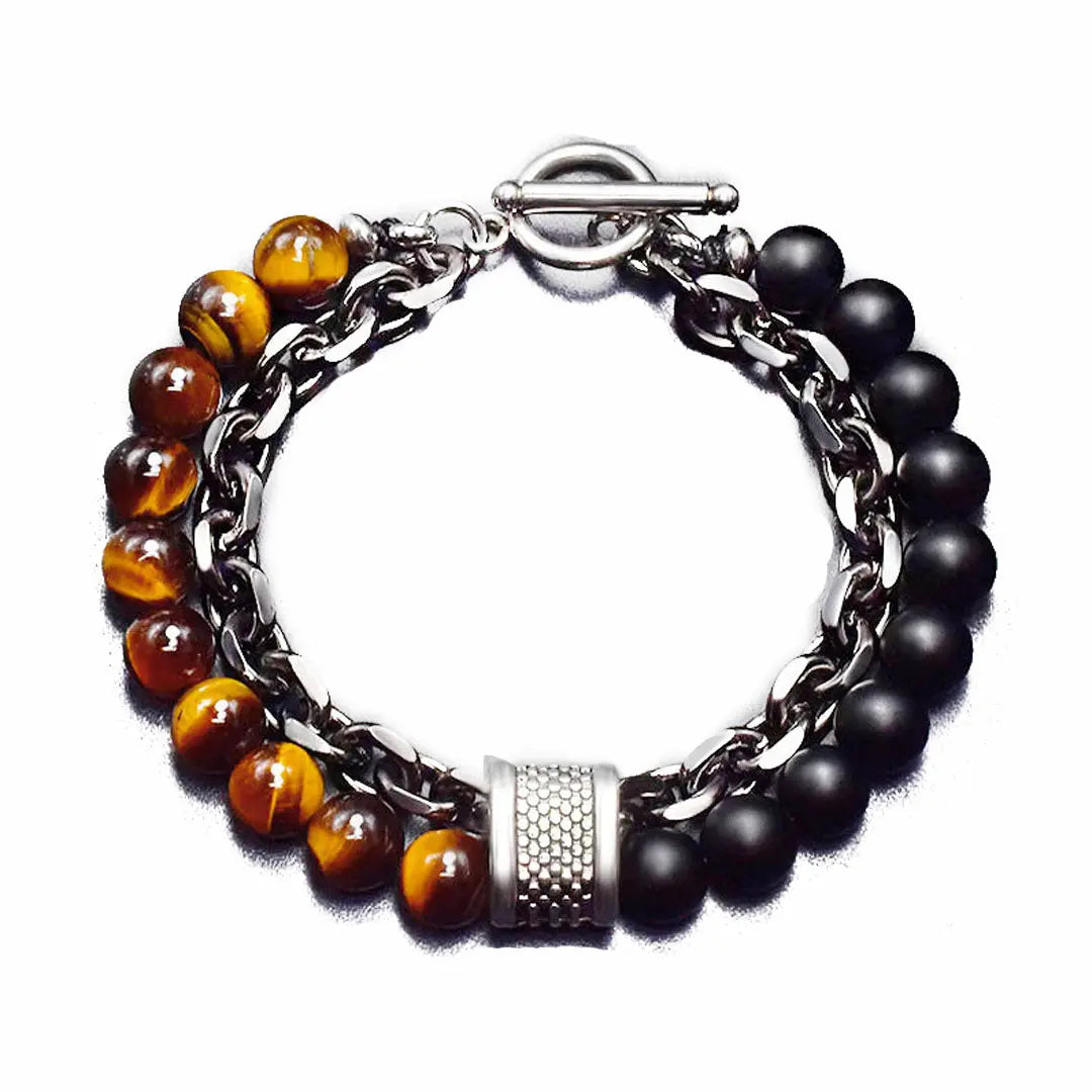 Natural Stone Bead Chain Link Toggle Clasp Bracelet VRAFI