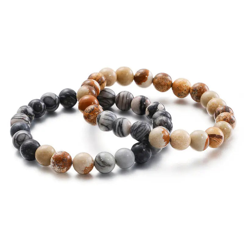 Natural Stone Round Bead Stretchable Bracelet VRAFI