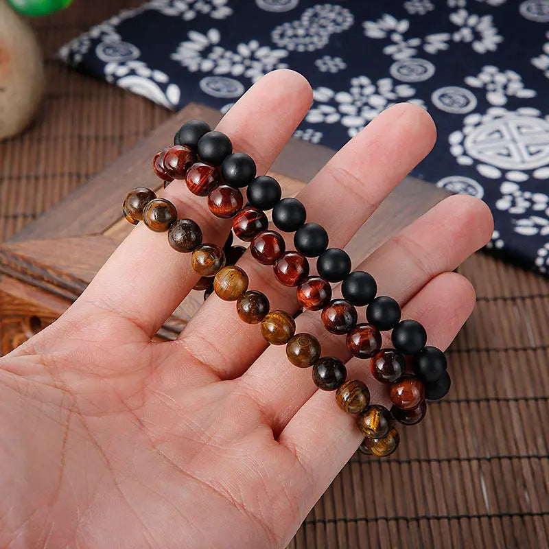 Natural Stone Round Beads Skull Style Stretchable Bracelet VRAFI