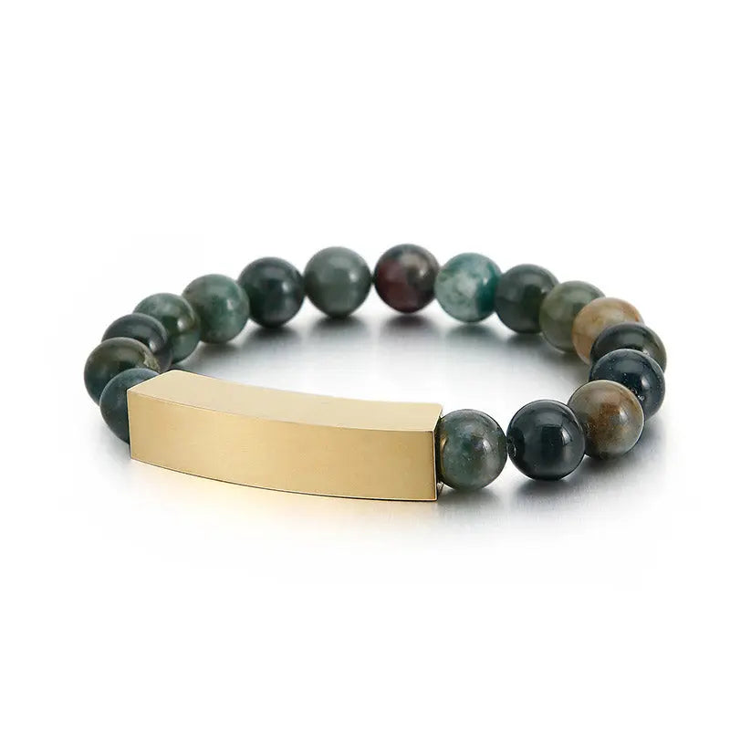 Nature Agate Round Bead Bracelet VRAFI