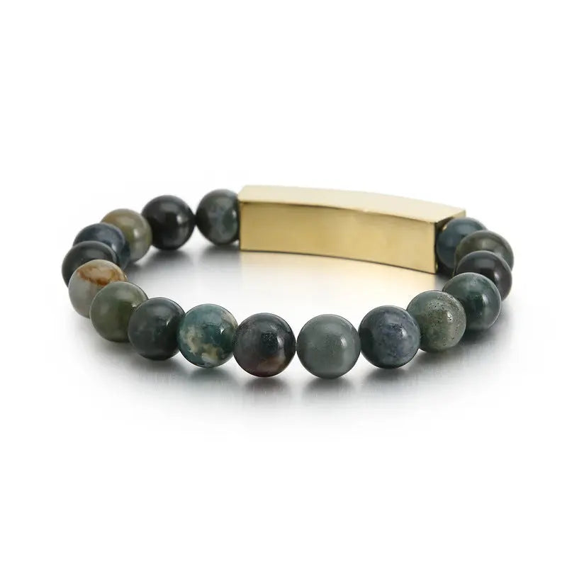 Nature Agate Round Bead Bracelet VRAFI