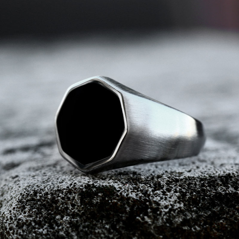 Stylish and Simple Hexagonal Stainless Steel Men's Ring