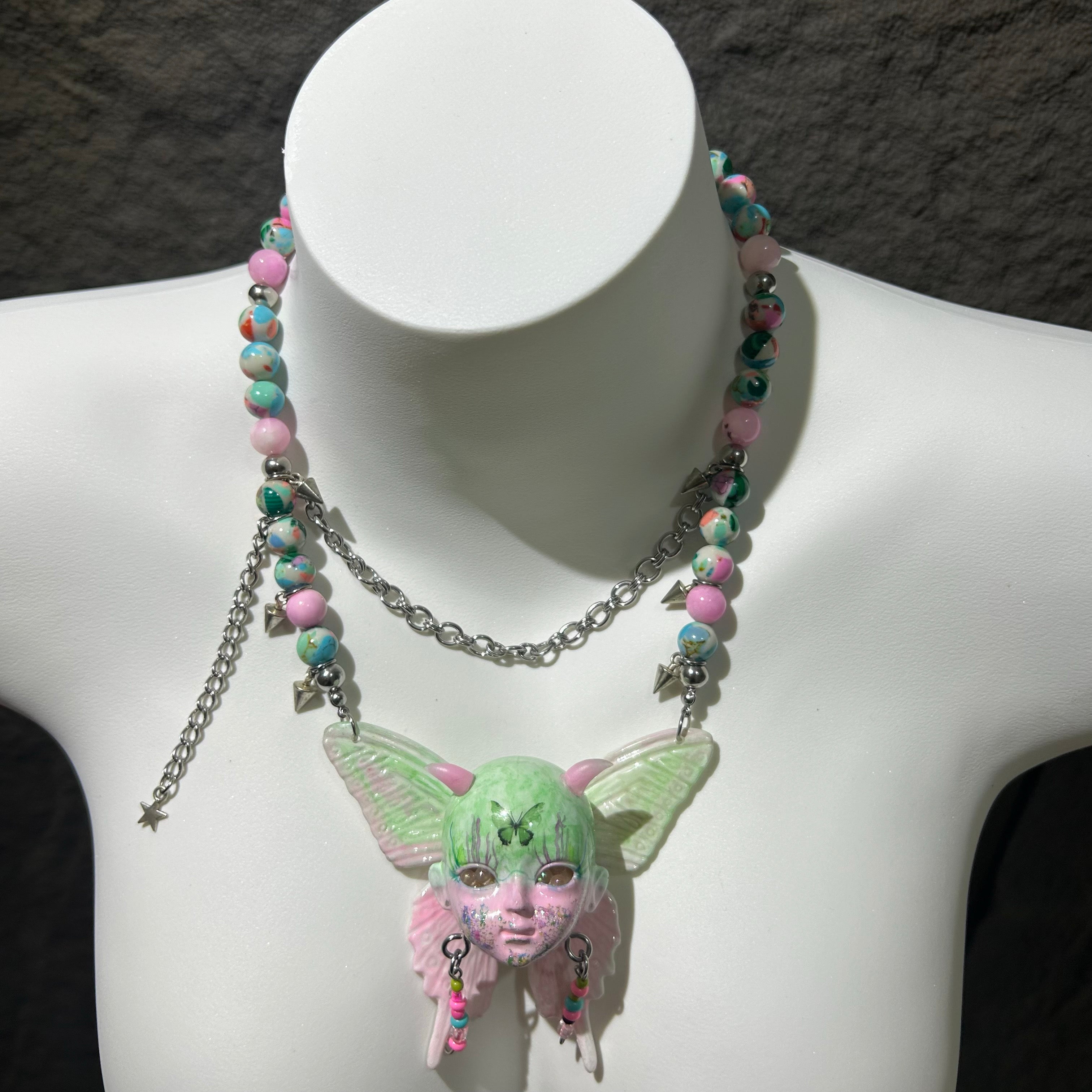 Butterfly Baby Head Dopamine Beaded Necklace