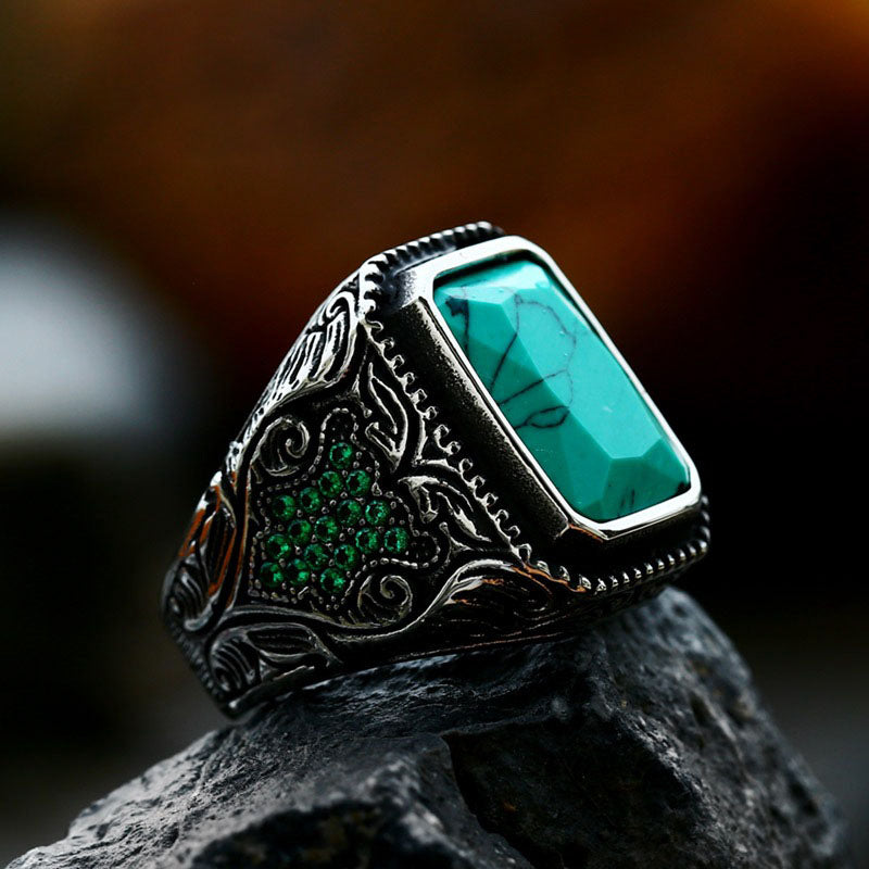 Stainless Steel Gemstone Men's Ring