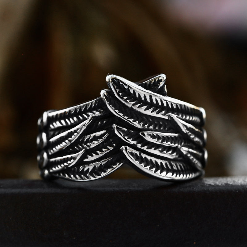 Personalized Wings Stainless Steel Ring-Vrafi Jewelry
