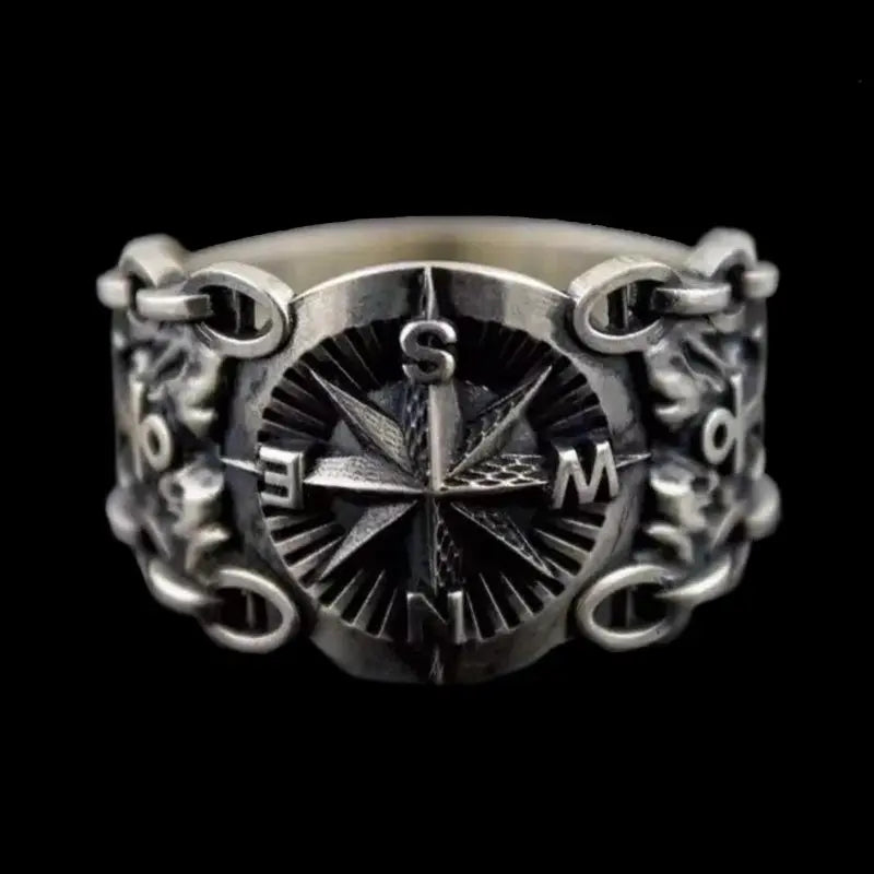 Pirate Compass Stainless Steel Ring - Vrafi Jewelry